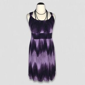 Dressbarn Cocktail Dress Sleeveless Cut Empire Waist Tie Dye Purple Women’s 16P